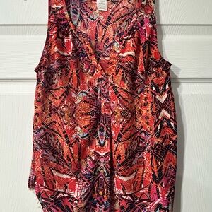 Trixxi Red and Pink Geometric Blouse